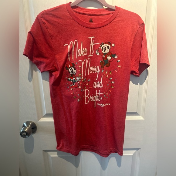 Disney Tops - Disney Mickey Minnie Christmas Make It Merry And Bright Adult Shirt Small S